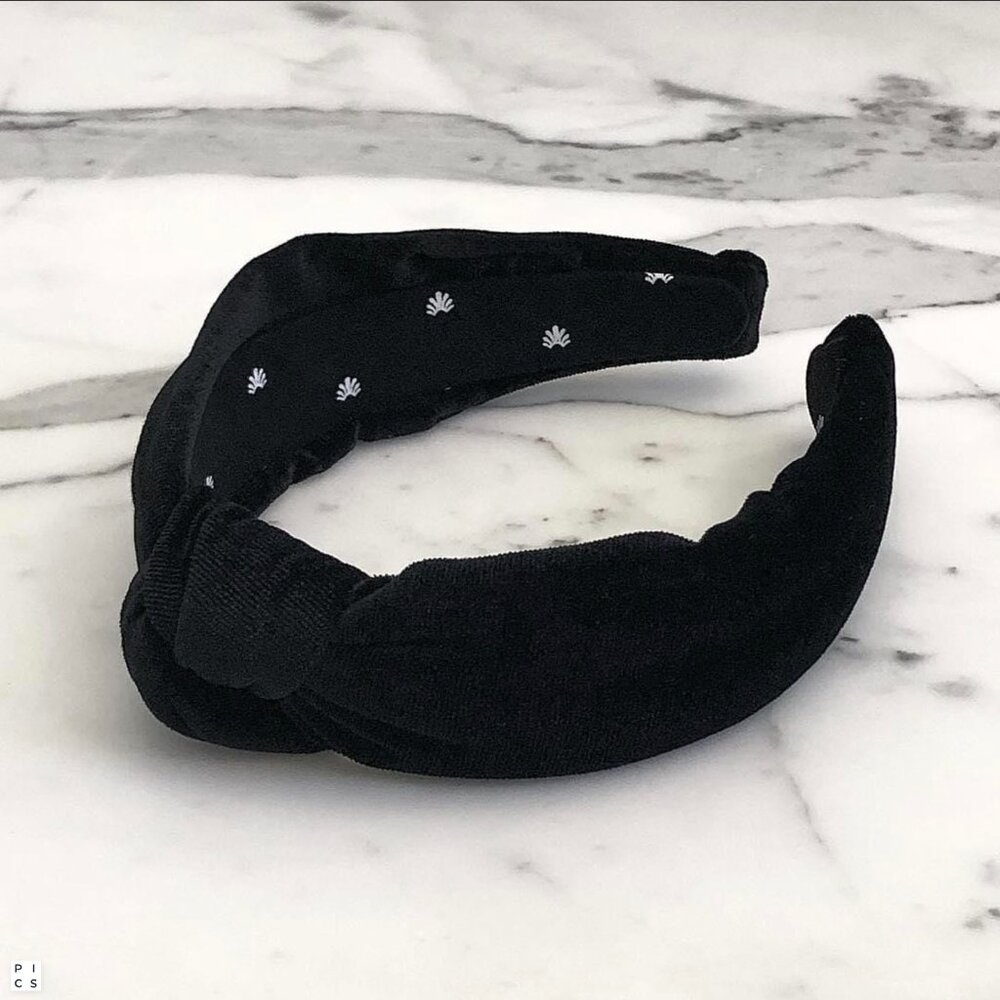NWOT Lele Sadoughi Jet Black Velvet Knotted Headband - OS